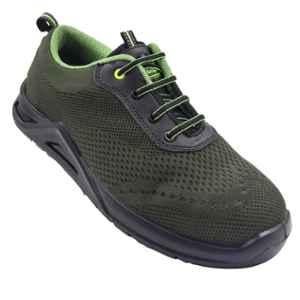Allen Cooper ACF 1733 Knitted Fabric Steel Toe Black Safety Shoes with Double Density PU Sole, Size: 8