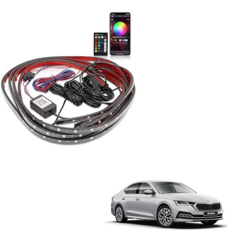 Kozdiko 12V Car Underbody Multicolor LED Strip Light Set with Wireless Remote for Skoda Octavia 2022-Present