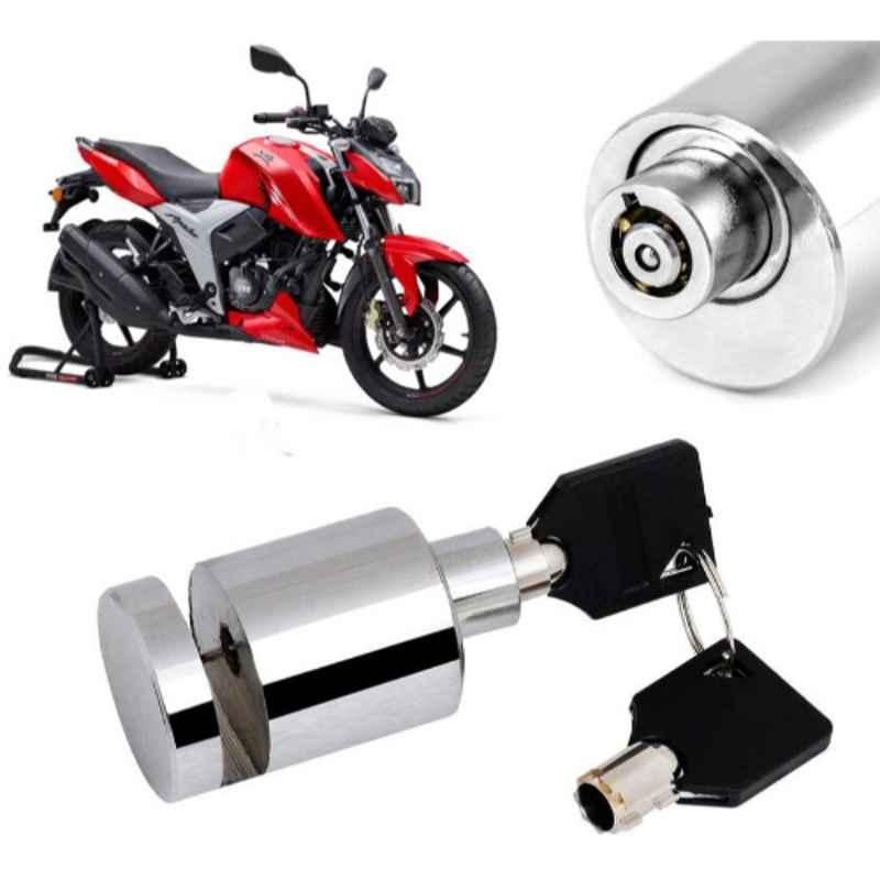Auto Pearl Stainless Steel Silver Heavy Duty Anti Theft Motorcycle Disc Brake Lock, Lock-453