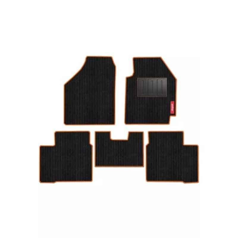 Elegant Cord Black & Orange Carpet Car Mat Set for Honda City 2009-2013