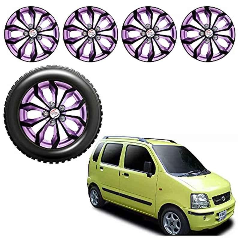 Auto Pearl 4 Pcs 13 inch Black Voilet ABS Press Type Hubcap Wheel Cover Set with Retention Ring for Maruti Suzuki WagonR2003