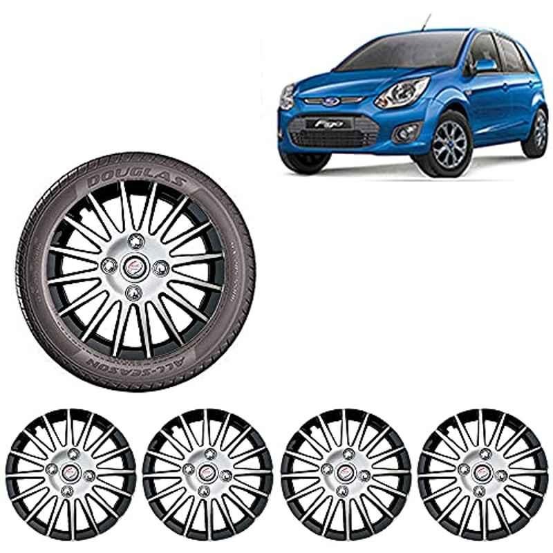 Auto Pearl 4 Pcs 14 inch ABS Silver & Black ABS Wheel Cover Set Cap for Hyundai i20 Elite