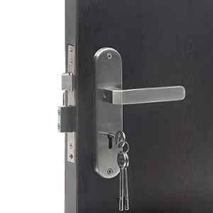 Saze 8 inch Stainless Steel 304 Round KY Plate Mortise Door Lock Handle Set with 3 Keys, LB303