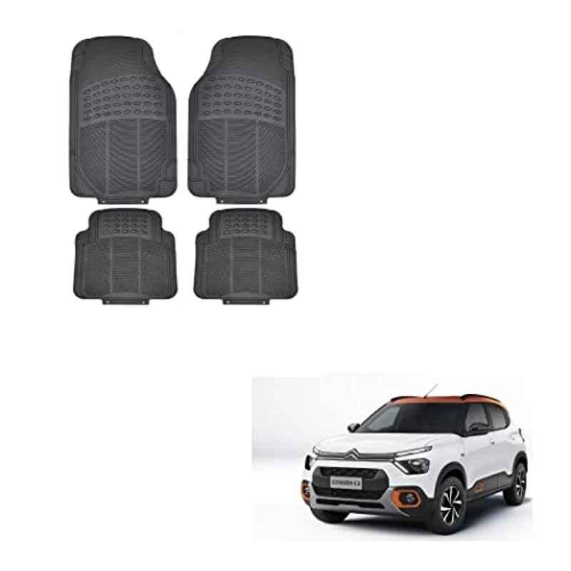 Kozdiko 4 Pcs Rubber Black Car Simple Floor Mat Set for Citroen C3