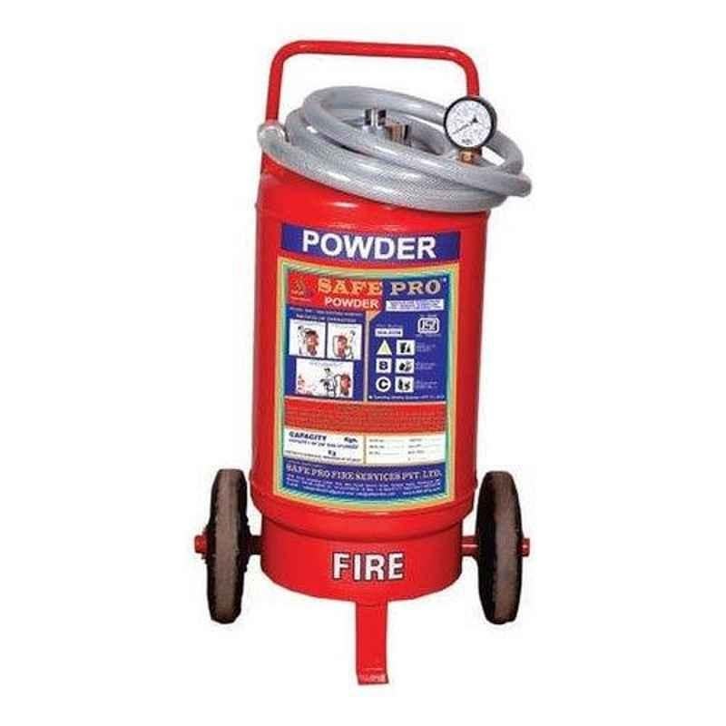 Safe Pro 25kg Outside ABC Higher Capacity Trolley Mounted Dry Chemical Powder Type Fire Extinguisher