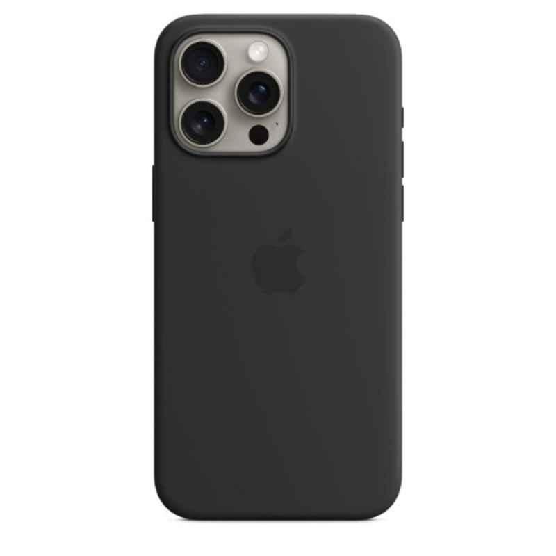 Apple iPhone 15 Pro Max Silicone Black Back Case with MagSafe, MT1M3ZM/A