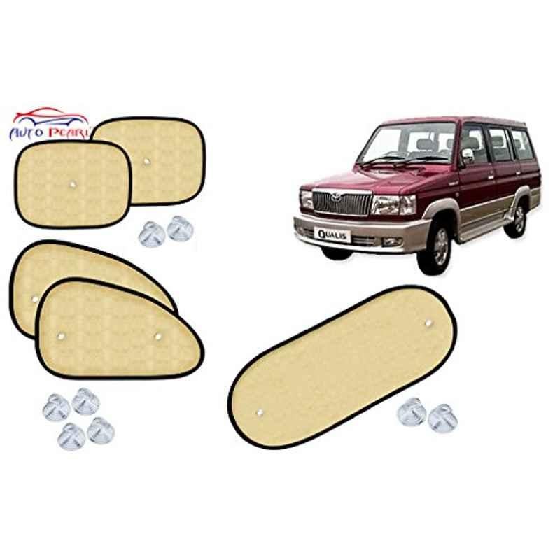 Auto Pearl 5 Pcs PVC & Mesh Beige Window & Rear Sun Shade Set for Toyota Qualis