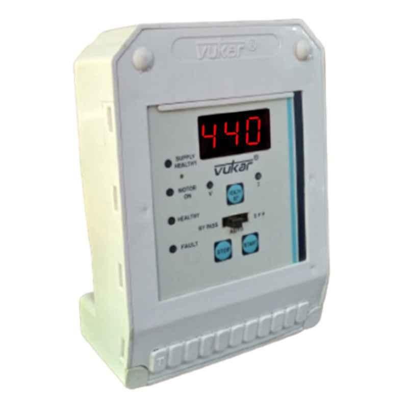 Vukar 5-200A ABS Ultra White Three Phase Digital Auto Switch with Single Phase Preventer for Three Phase Motor,  VDP-Relay-5-200