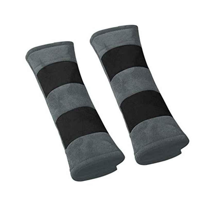 Kozdiko 2 Pcs Valvet Grey & Black Seat Belt Cushion Pillow Set
