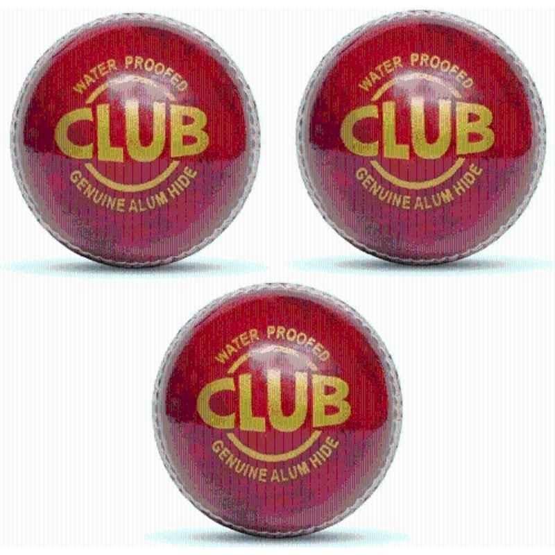 HTM Club Genuine Leather Cricket Ball (Pack of 3)