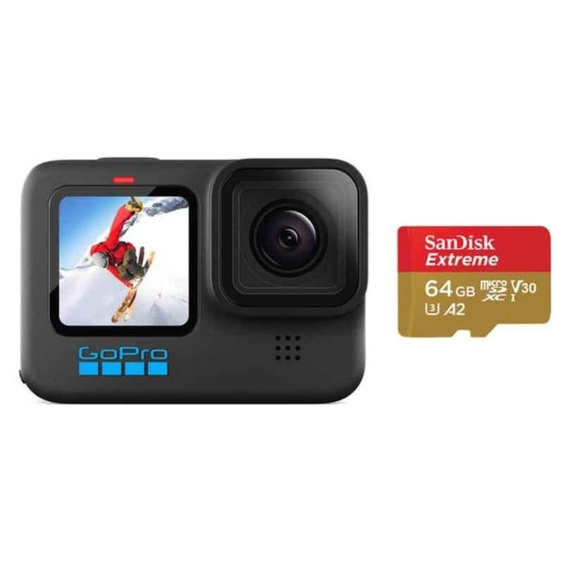 GoPro CHDSB-102-CN Hero10 Black Action Camera with 64GB SanDisk Extreme SDXC Memory Card