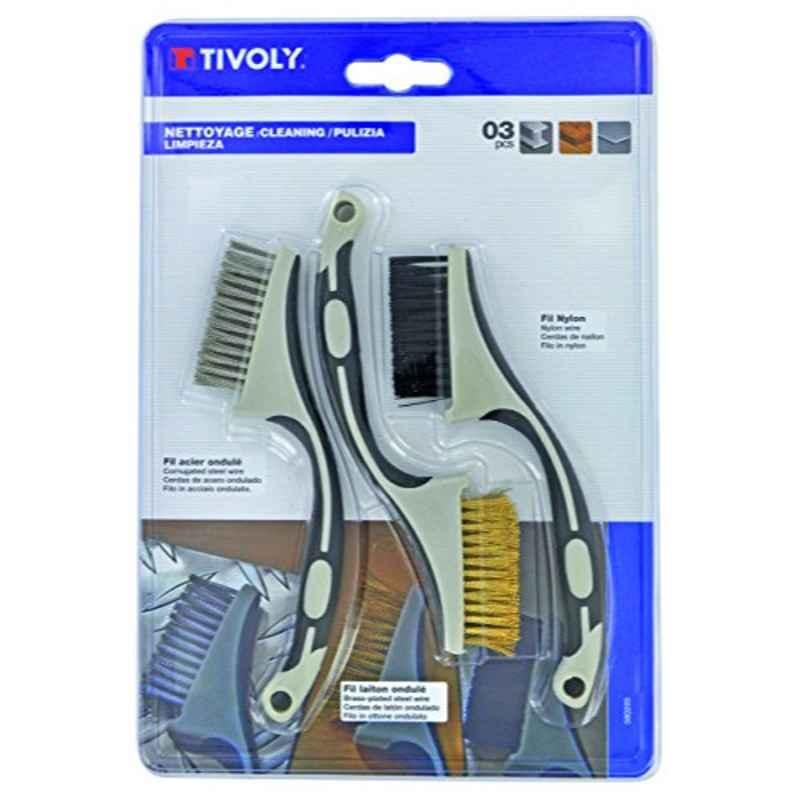 Tivoly 3 Pcs Grey Mixed Mini Hand Brushes Set, XT20252580205