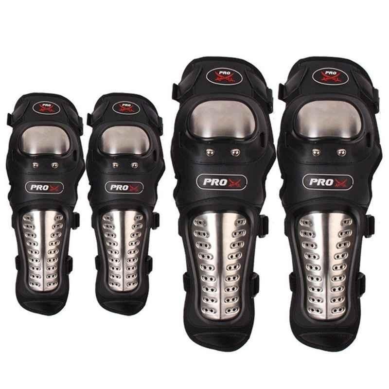 RA Accessories 4Pc Black Stainless Steel Pro Knee Guard and Elbow Set
