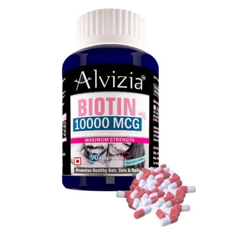 Alvizia 90 Pcs Capsules Biotin 10000mcg Hair Growth Supplements Capsule Bottle