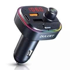Dulcet DC-T3X Car FM Transmitter Bluetooth 5.0 Chipset with Dual Core Processor 18 W PD + QC 3.0 + 5 V 1 A