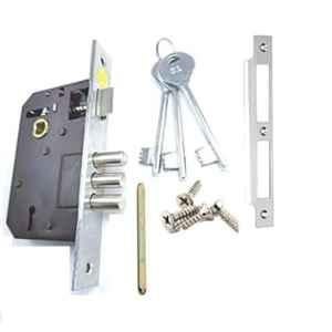 Ojass 65mm 3 Bullet 6 Lever Alloy Steel & Brass Double Action Mortise Door Lock, ML3B