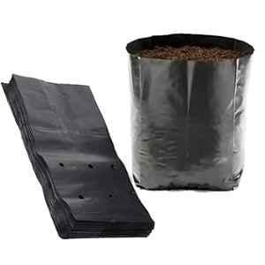 Singhal 9x10 inch Polypropylene Black Round Grow Bag for Home Garden & Nursery (Pack of 10)