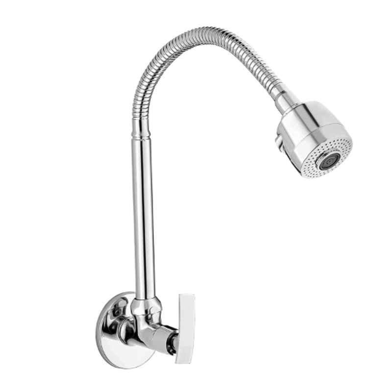 Zesta Stainless Steel Chrome Finish Rotatable Kitchen Sink Cock with Rain Spray Spout & Flange Disc Faucet
