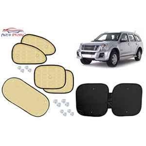 Auto Pearl 6 Pcs PVC & Mesh Beige Window, Front & Rear Sun Shade Set for Isuzu MU 7