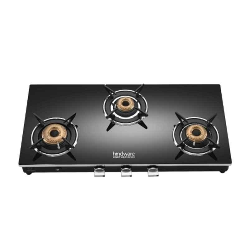 Hindware Eminio 3B AI Glass Top Cooktop with 3 Brass Burner & Automatic Ignition, CT 100226