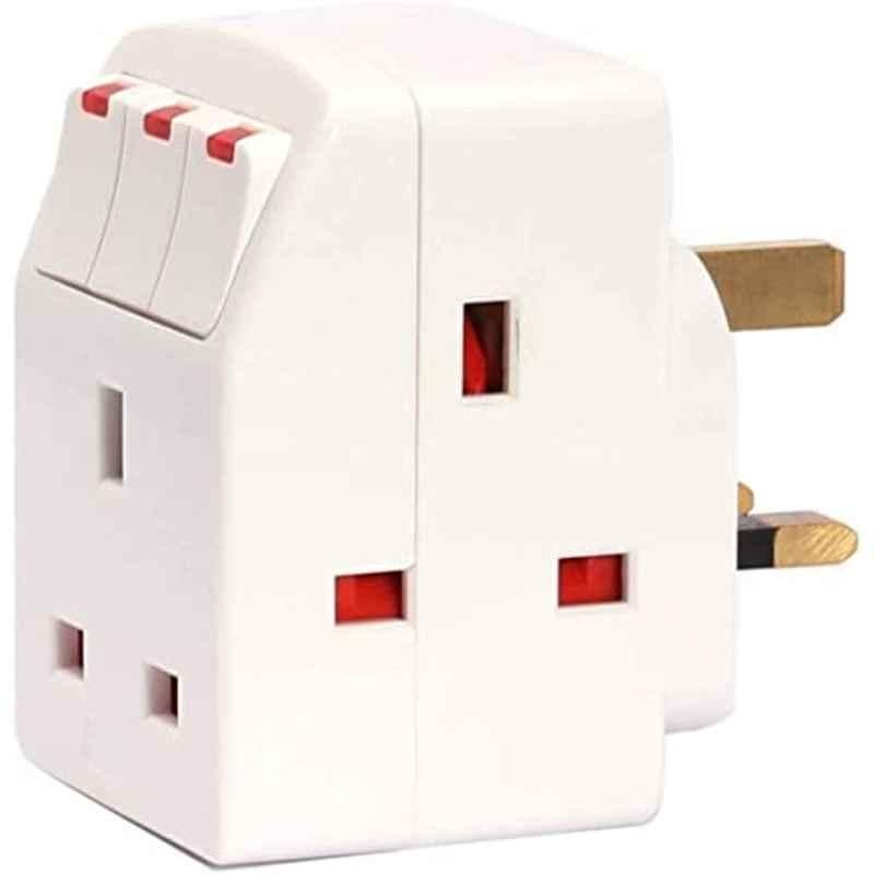Robustline Esma Approved 3Way British Plug Multi Adapter With Individual Switches, Bs1362 Fused Uk Plug Adapto
