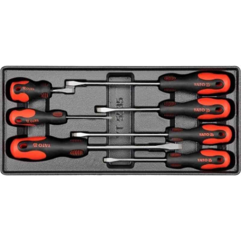Yato 7 Pcs S2 Slotted Screwdriver Set with 391x180mm PVC Tray, YT-5535