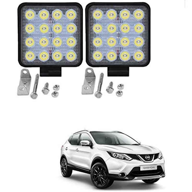 Kozdiko 2 Pcs 48W 16 LED White Bright Beam Square Fog Light Set for Nissan Qashqai, koz_92602