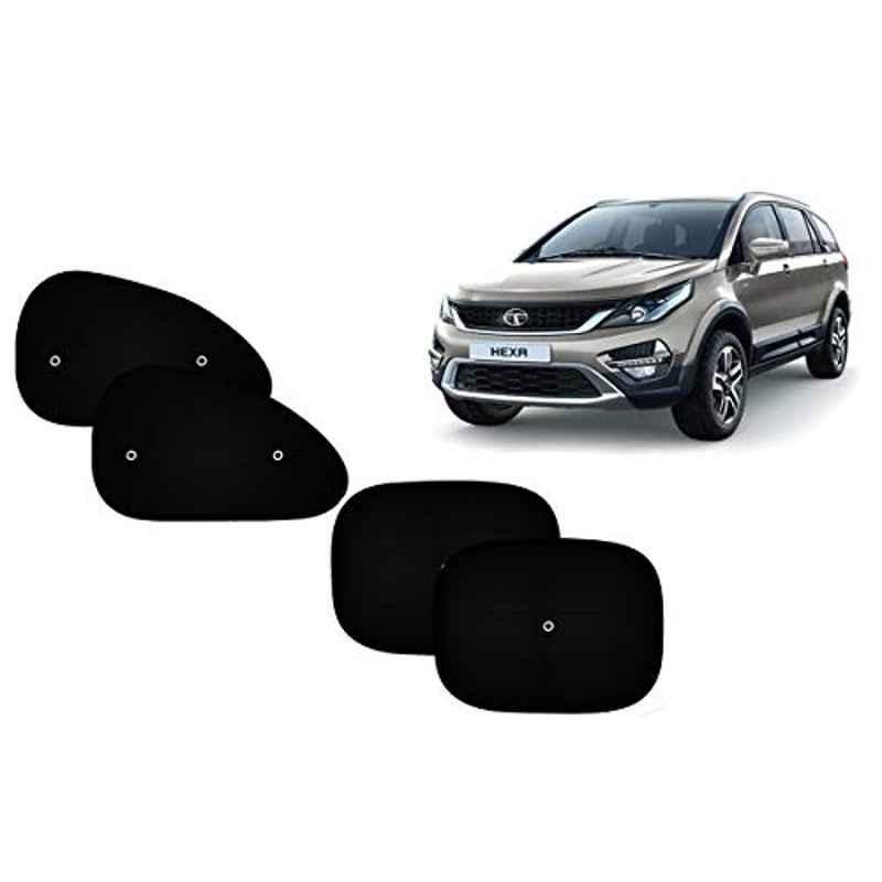 Auto Pearl 4 Pcs PVC & Mesh Black Window Side Sun Shade Set for Tata Hexa