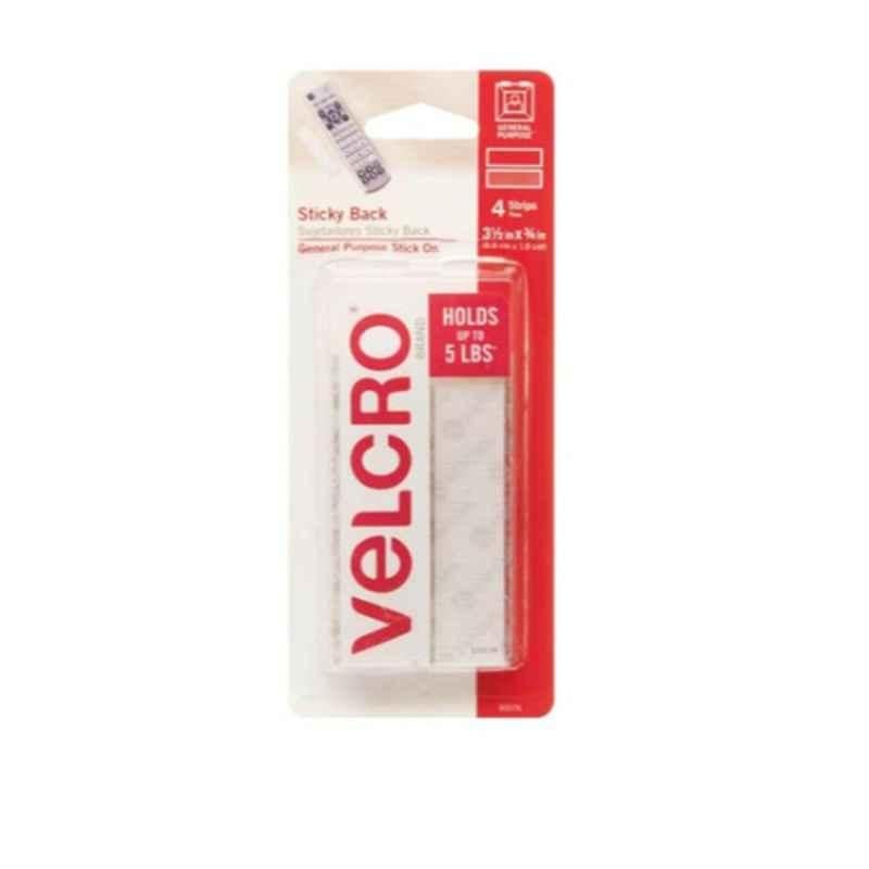 Velcro 3.5x3/4 inch White Sticky Back Strips (Pack of 4)
