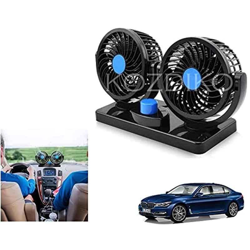 Kozdiko 12V Black Dual Head Rotatable Electric Car Dashboard Fan with 360 Degree for BMW 7 Series