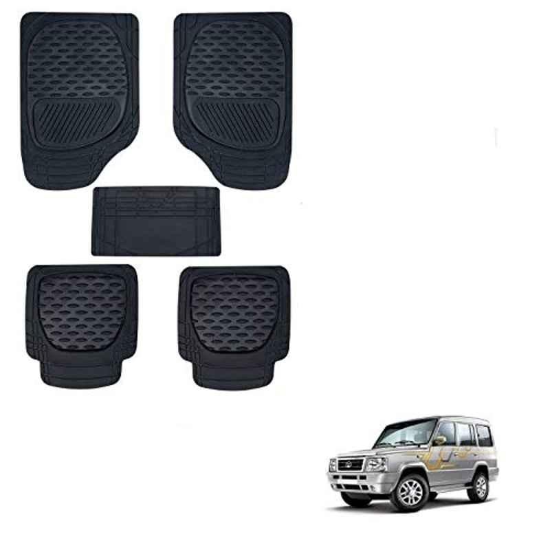 Kozdiko 6255 5 Pcs Rubber & PVC Black Heavy Car Foot Mat Set for Tata Sumo