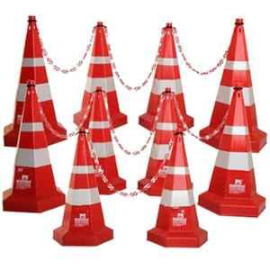 Nilkamal 750mm Red Road Traffic Safety Cone with 10m Chain & Hook (Pack of 10)