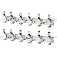 Aligarian 6 Leg Stainless Steel Silver Polished Finish Wall Mounted S-Type Cloth Hook Hanger (Pack of 2)