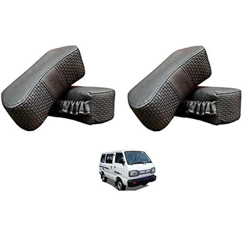 Kozdiko 4 Pcs CV Designer Grey Leatherite Neck Rest Car Cushion Pillow Set for Maruti Suzuki Omni