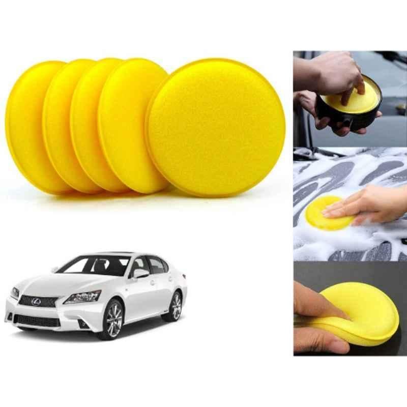 Auto Pearl Polyurethane Beige Washing & Waxing Polish Foam Sponge for Lexus GS 350 (Pack of 5)