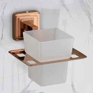 Plantex 304 Grade Stainless Steel Glass Toothbrush Holder/Stand/Toothpaste Stand/Tumbler Holder for Bathroom-Decan (Rose Gold)
