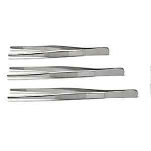 Forgesy 3 Pcs 5, 6 & 7 inch Stainless Steel Silver Straight Plain Dissecting Forceps Set