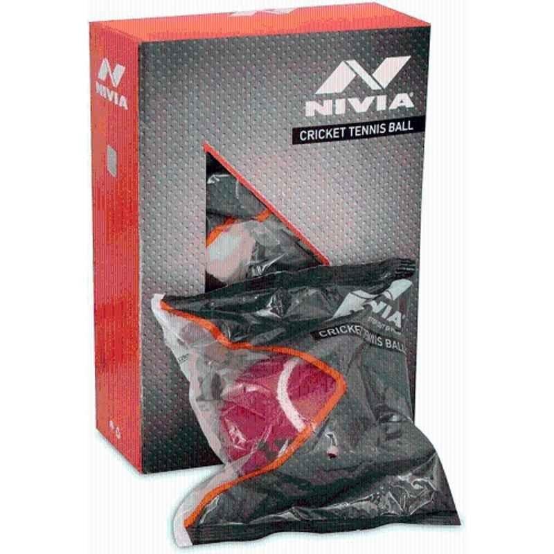 Nivia HEAVY TENNIS BALL RED Cricket Tennis Ball (Standard) (Pack of 12) Red)