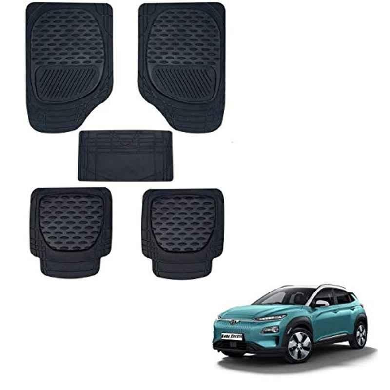 Kozdiko 6255 5 Pcs Rubber & PVC Black Heavy Car Foot Mat Set for Hyundai Kona Electric