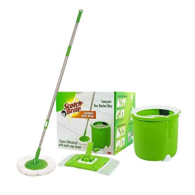 Scotch-Brite 34.5x34.5x31.5cm Plastic Jumper Spin Mop with Round & Flat Heads with Refill
