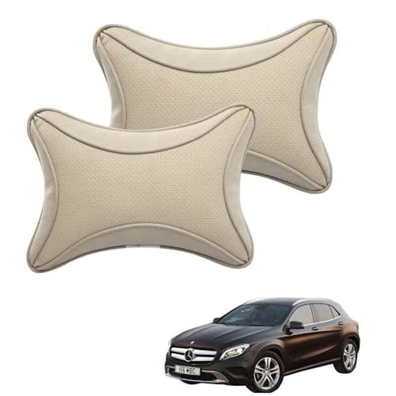 Kozdiko 2 Pcs Memory Foam & Polyester Beige Dots Car Neck Rest Pillow Set for Mercedes Benz Gla Class, XNVJVHGJFH115