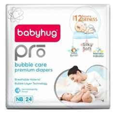 Baby Hug Pro 24 Pcs Bubble Care Premium Diapers Pant Packet, Size: New Born