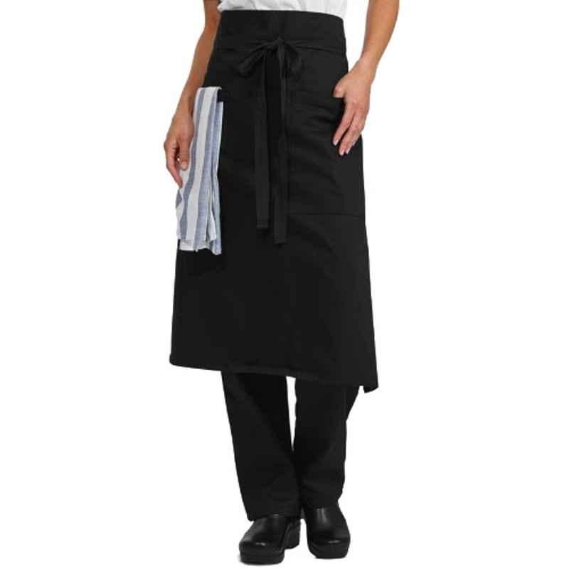 Superb Uniforms Cotton Black Bistro Chef Apron with Towel Bar, SUW/B/CA01, Size: M
