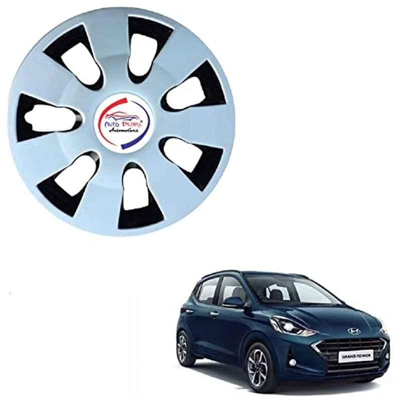 Auto Pearl 4 Pcs 14 inch ABS Black & Silver WGR13 Hubcap Wheel Cover Set with Retention Ring for Hyundai i10 Grand Nios