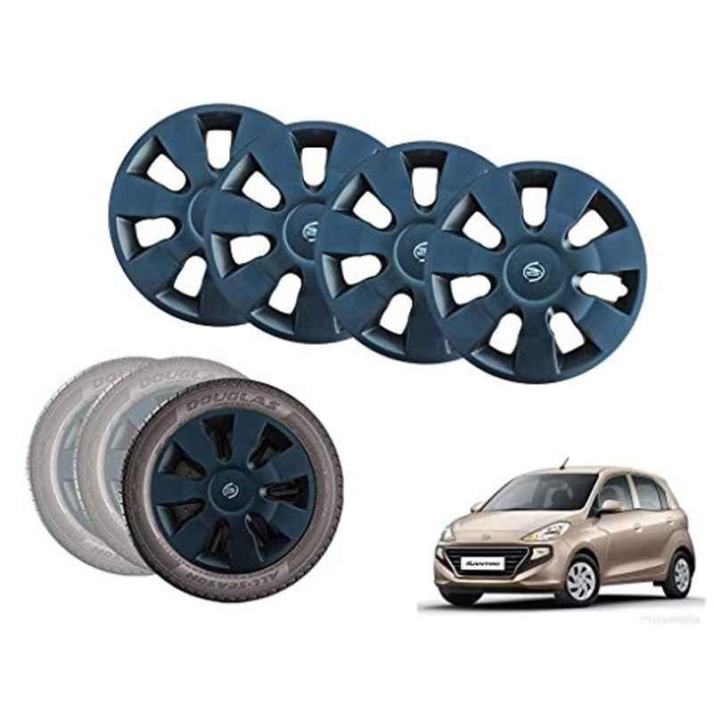 Auto Pearl 13 inch ABS Black Car Hubcap Wheel Cover with Retention Ring Set for Santro D Lite