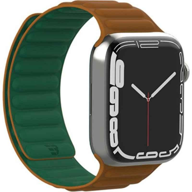 Baykron Silicone Green & Brown Magnetic Strap for Apple Watch 38mm, 40mm & 41mm, BKR-ST-41-GRNBRN