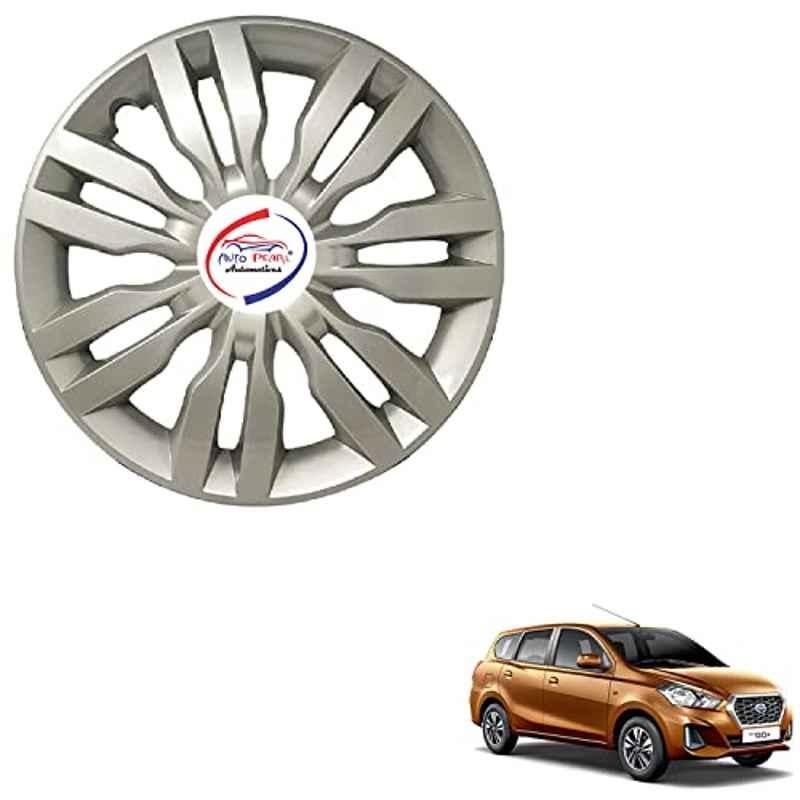 Auto Pearl 4 Pcs 13 inch ABS Silver DZRT4S02 Hubcap Wheel Cover Set with Retention Ring for Datsun Go Plus