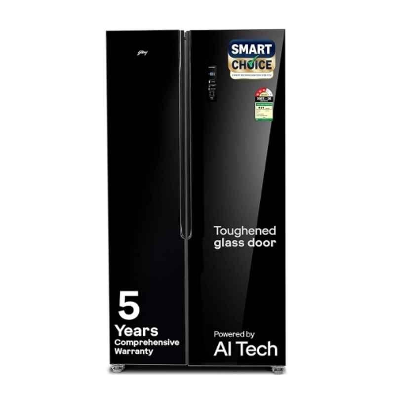 Godrej Eon Velvet 600 Litre 3 Star Opera Black Double Door Refrigerator, RS EONVELVET 646C RIT OP BK/SM