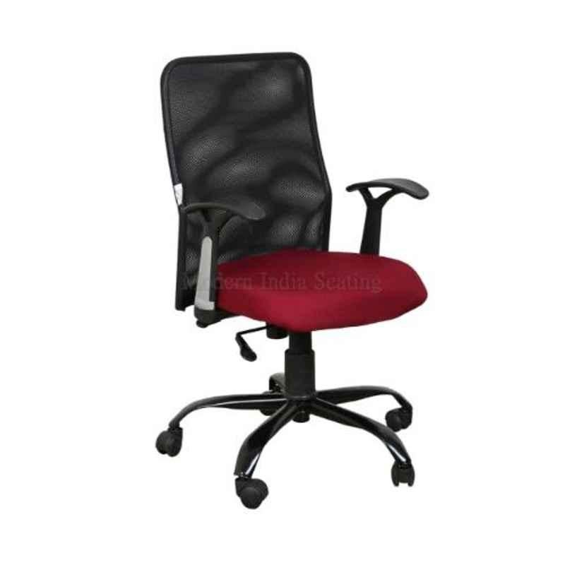 Modern India Leatherette Black & Maroon High Back Mesh Office Chair, MI202 (Pack of 2)