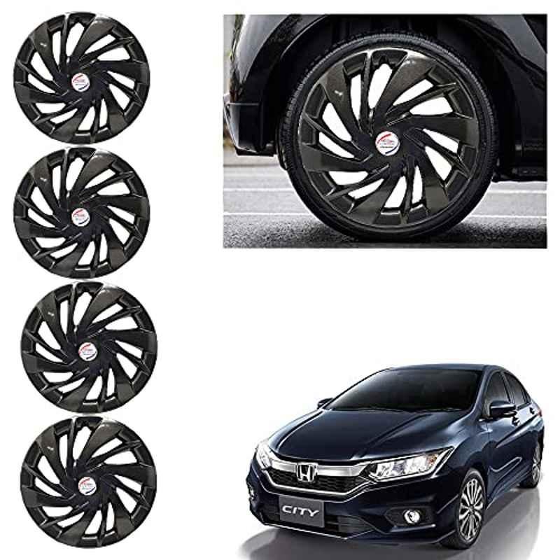 Auto Pearl 4 Pcs 15 inch ABS Black Car Wheel Cover Set for Honda City2017, WCBLK02
